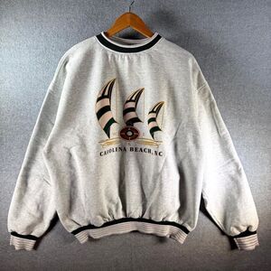 Vintage ESY Built to Last Sweatshirt Mens L/XL Gray Carolina Beach, NC Crew Neck